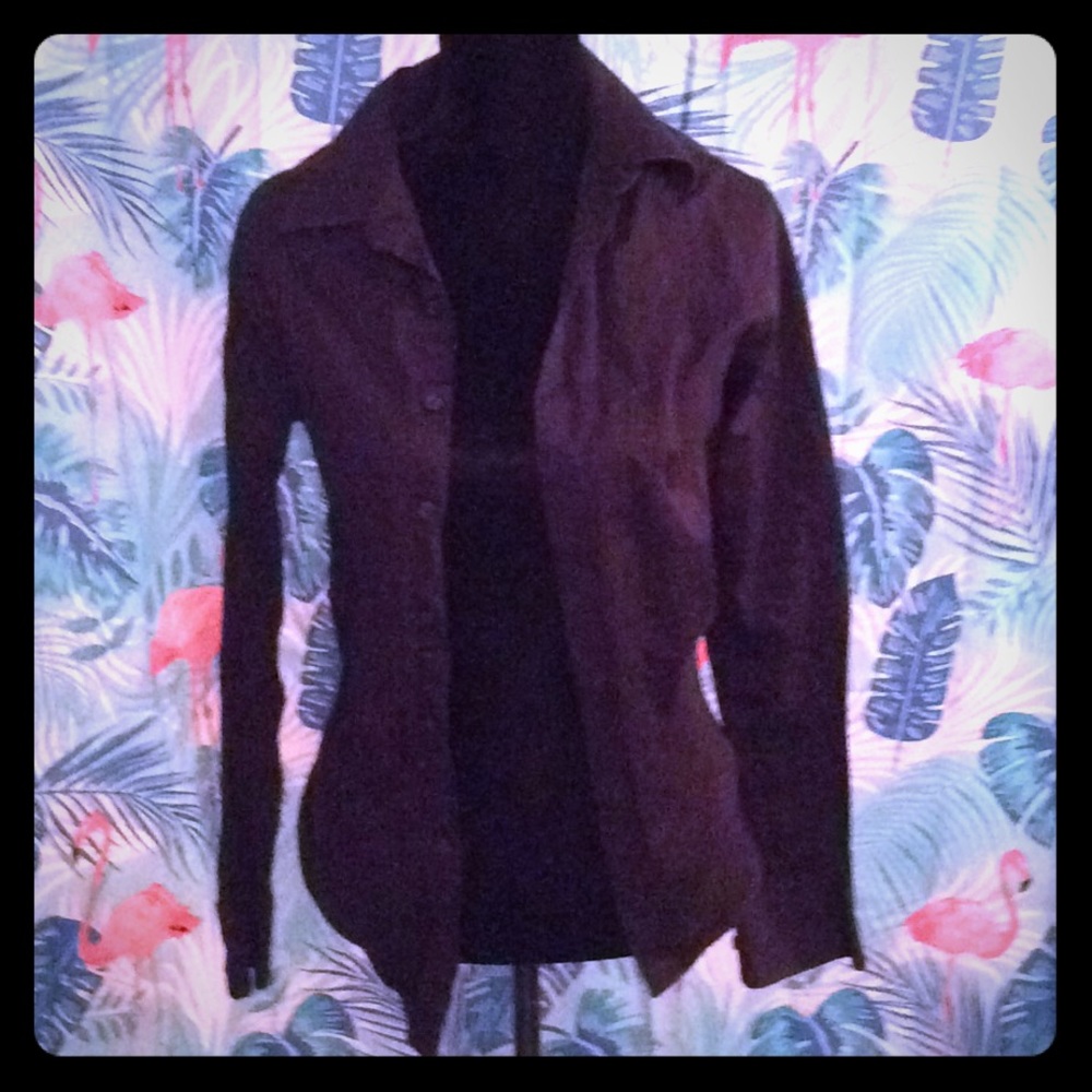 Black cotton button down top